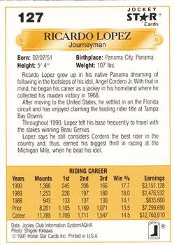 1991 Jockey Star Jockeys #127 Ricardo Lopez Back
